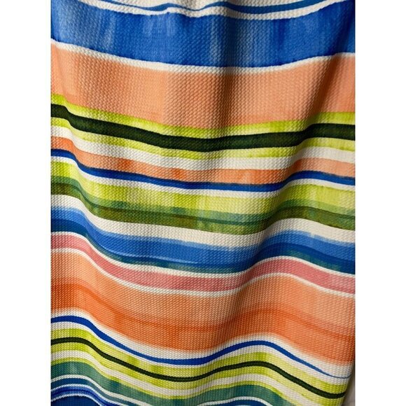 BEIGE BY ECI WOMENS SIZE LARGE 14 TANK DRESS KEYHOLE MIDI STRIPE DESIGN - Picture 2 of 3